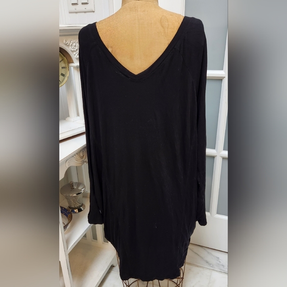 iLOOK LS Long Black Gathered Front Tunic Top Pre-Loved - Picture 5 of 7